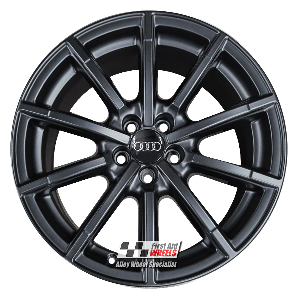 [R523DBS] R523DBS EXCHANGE SERVICE - AUDI A1 4x17" GENUINE 10 SPOKE SATIN BLACK DIAMOND CUT ALLOY WHEELS