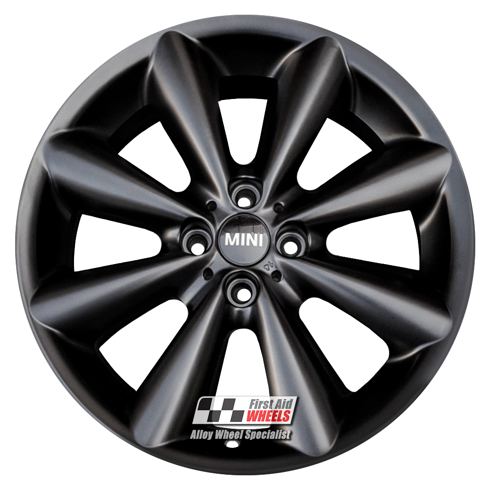 [R530SB] R530SB EXCHANGE SERVICE - MINI COOPER S 4x17" GENUINE R121 CONICAL SATIN BLACK ALLOY WHEELS