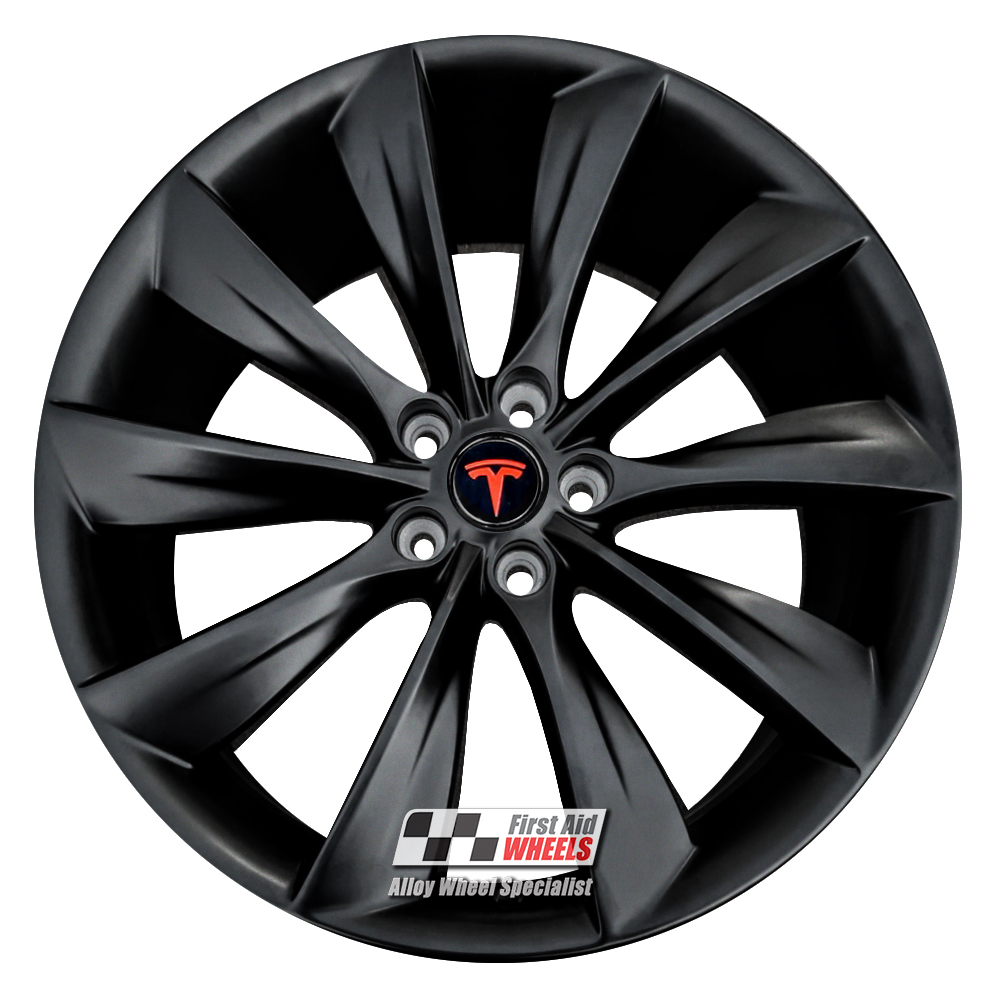 [R577SB] R577SB EXCHANGE SERVICE - TESLA MODEL S 4x21" GENUINE TURBINE SATIN BLACK ALLOY WHEELS