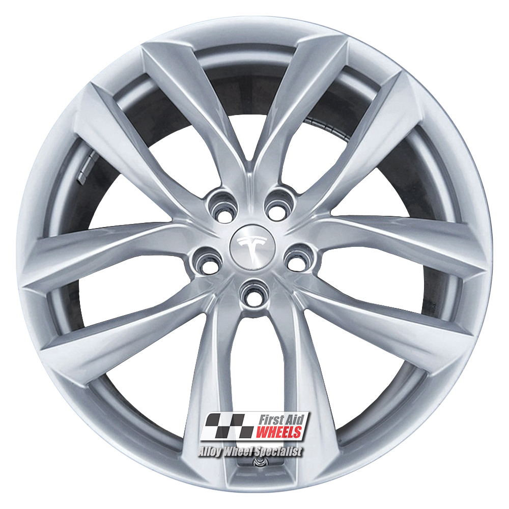 [R582S] R582S EXCHANGE SERVICE - TESLA MODEL S 4x21" GENUINE ARACHNID SILVER ALLOY WHEELS