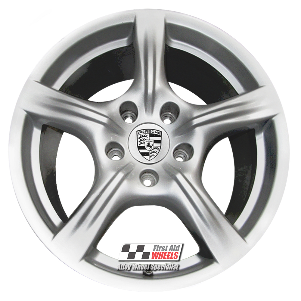 [R586S] R586S EXCHANGE SERVICE - PORSCHE PANAMERA G1 4x18" GENUINE 5 SPOKE SILVER ALLOY WHEELS