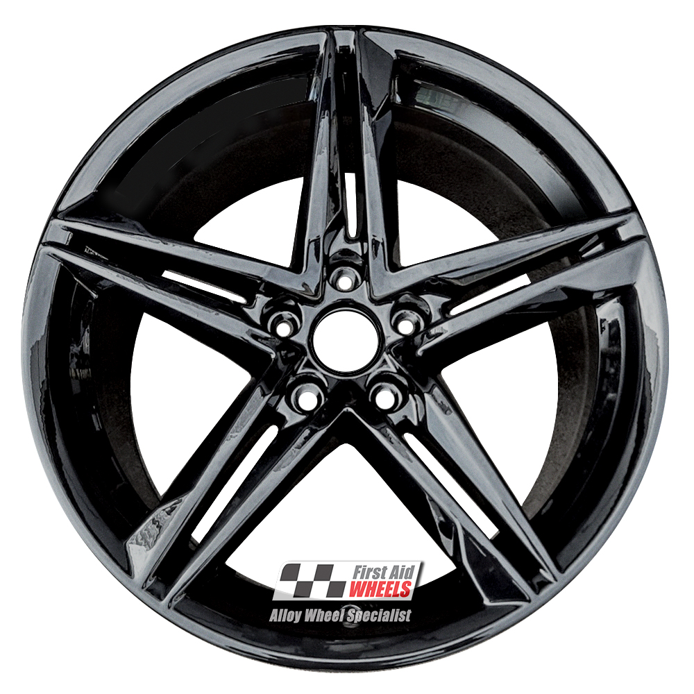 [R587GB] R587GB EXCHANGE SERVICE - AUDI A5 8W6 4x18" GENUINE 5 TWIN SPOKE GLOSS BLACK ALLOY WHEELS