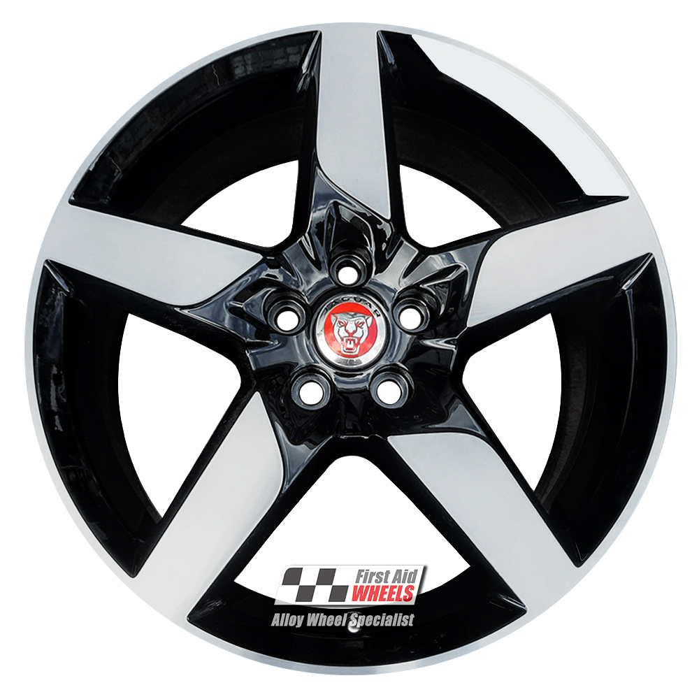 [R589DCB] R589DCB EXCHANGE SERVICE - JAGUAR XE 4x18" GENUINE STYLE 5030 GLOSS BLACK DIAMOND CUT ALLOY WHEELS