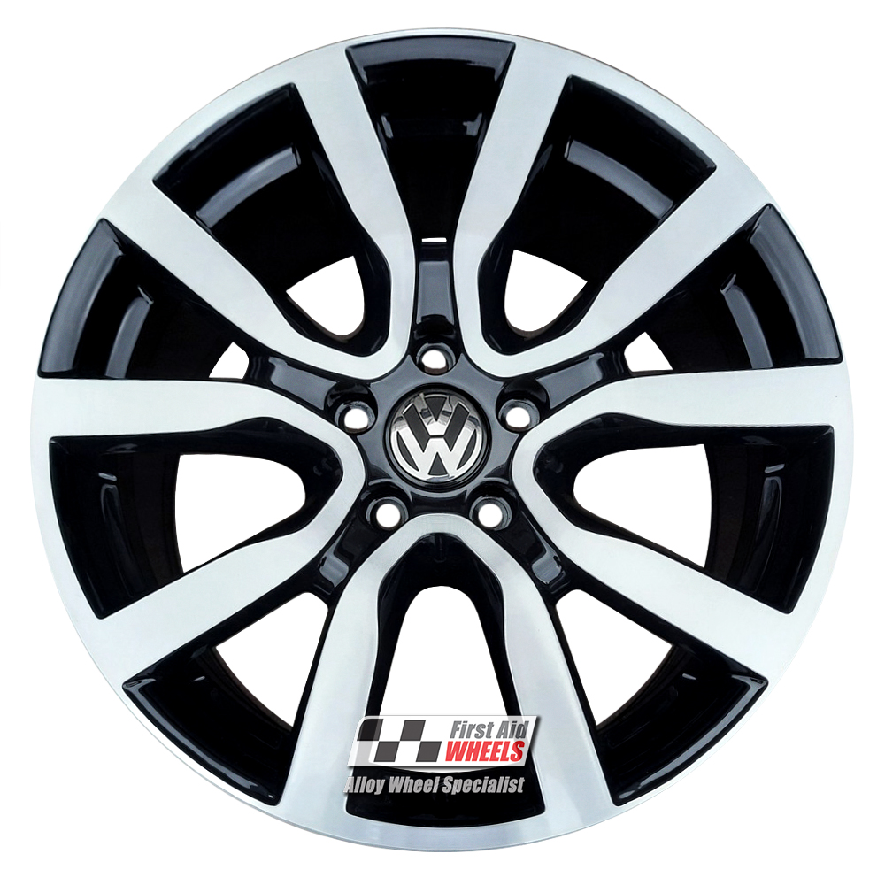 [R594DCB] R594DCB EXCHANGE SERVICE - VW GOLF MK6 GTI MK7 GTE 4x18" GENUINE SERRON GLOSS BLACK DIAMOND CUT ALLOY WHEELS