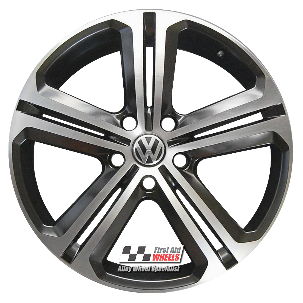 [R604DBS] R604DBS EXCHANGE SERVICE - VW TIGUAN 5N 4x19" GENUINE MALLORY SATIN BLACK DIAMOND CUT ALLOY WHEELS