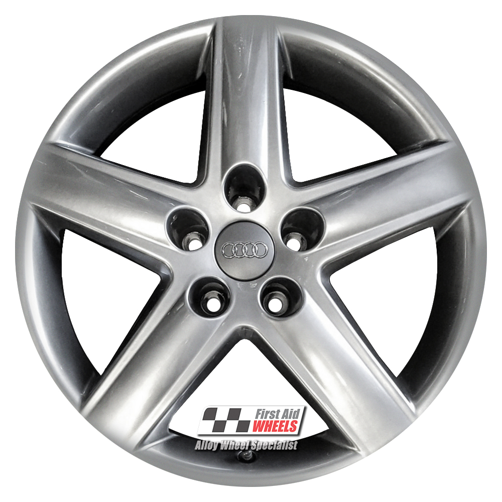 [R114A] R114A EXCHANGE SERVICE - AUDI A3 8P 4x17" GENUINE 5 SPOKE ANTHRACITE ALLOY WHEELS
