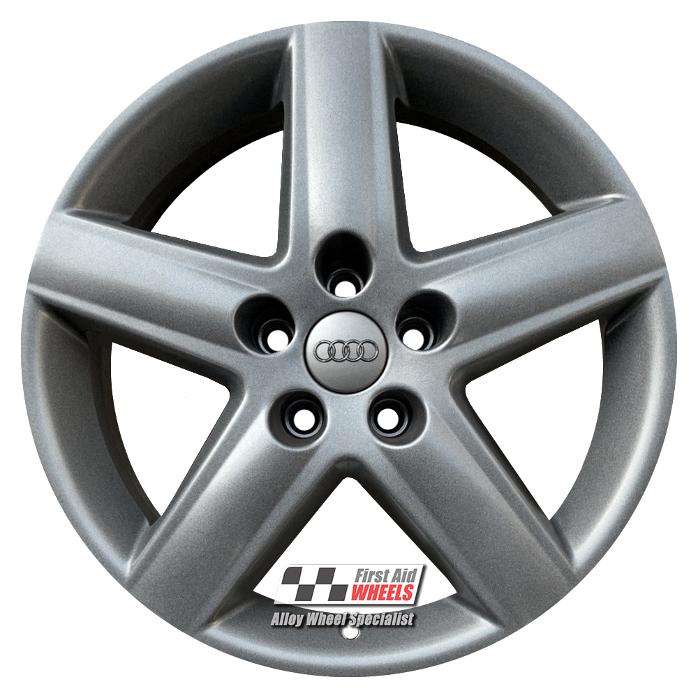 [R114LAS] R114LAS EXCHANGE SERVICE - AUDI A3 8P 4x17" GENUINE 5 SPOKE LIGHT ANTHRACITE SATIN ALLOY WHEELS
