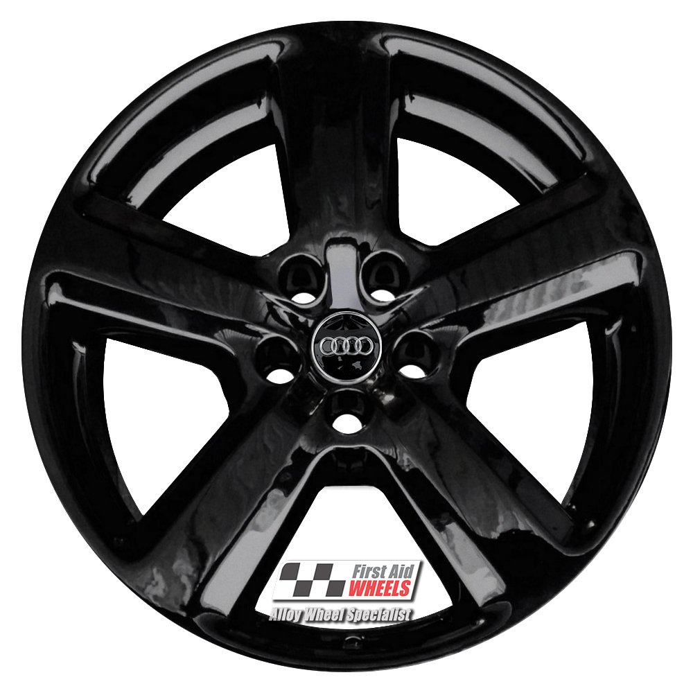 [R119GB] R119GB EXCHANGE SERVICE - AUDI A4 A6 4x18" GENUINE S-LINE 5 SPOKE GLOSS BLACK ALLOY WHEELS