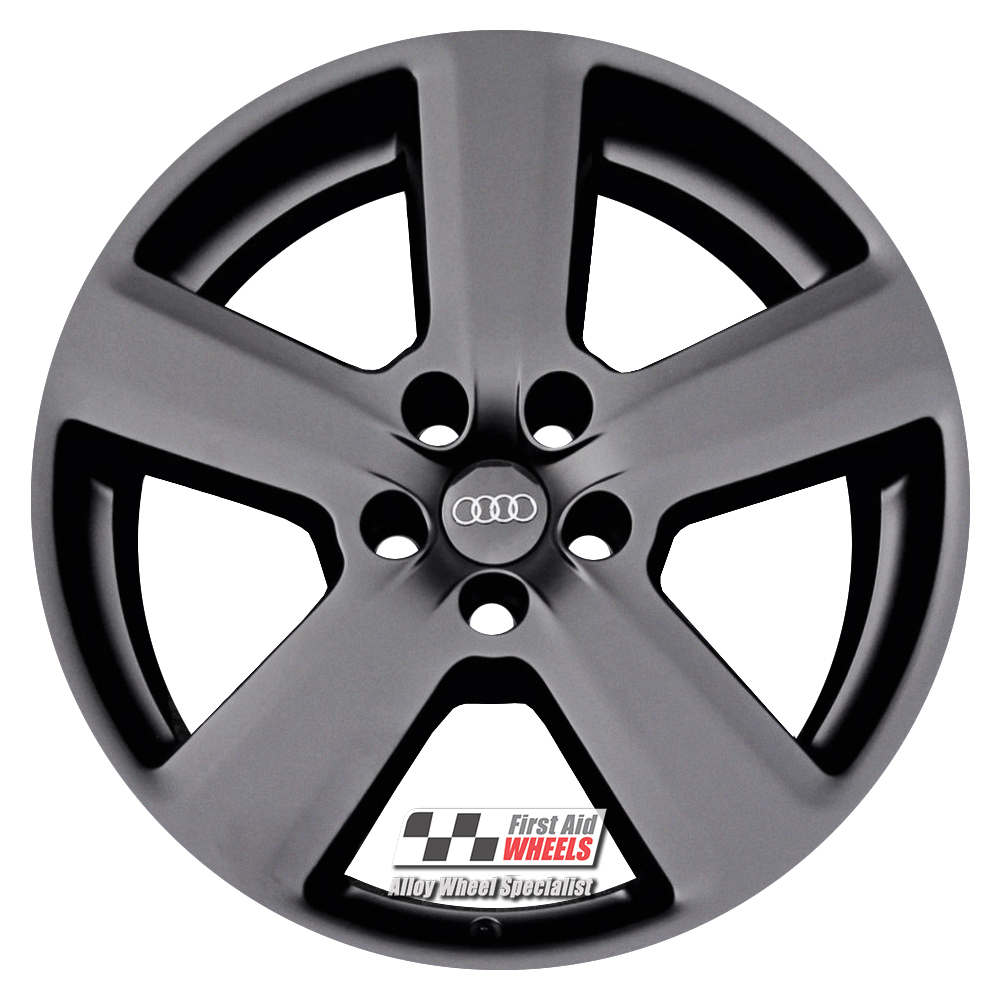 [R119SB] R119SB EXCHANGE SERVICE - AUDI A4 A6 4x18" GENUINE S-LINE 5 SPOKE SATIN BLACK ALLOY WHEELS