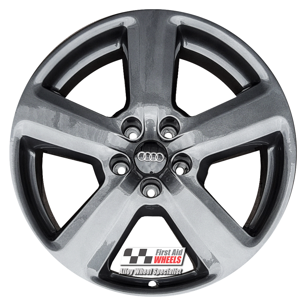 [R119CG] R119CG EXCHANGE SERVICE - AUDI A4 A6 4x18" GENUINE S-LINE 5 SPOKE COARSE GRAPHITE ALLOY WHEELS