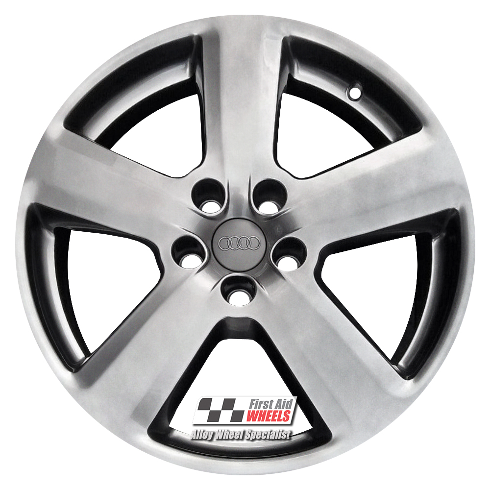 [R119SC] R119SC EXCHANGE SERVICE - AUDI A4 A6 4x18" GENUINE S-LINE 5 SPOKE SHADOW CHROME ALLOY WHEELS