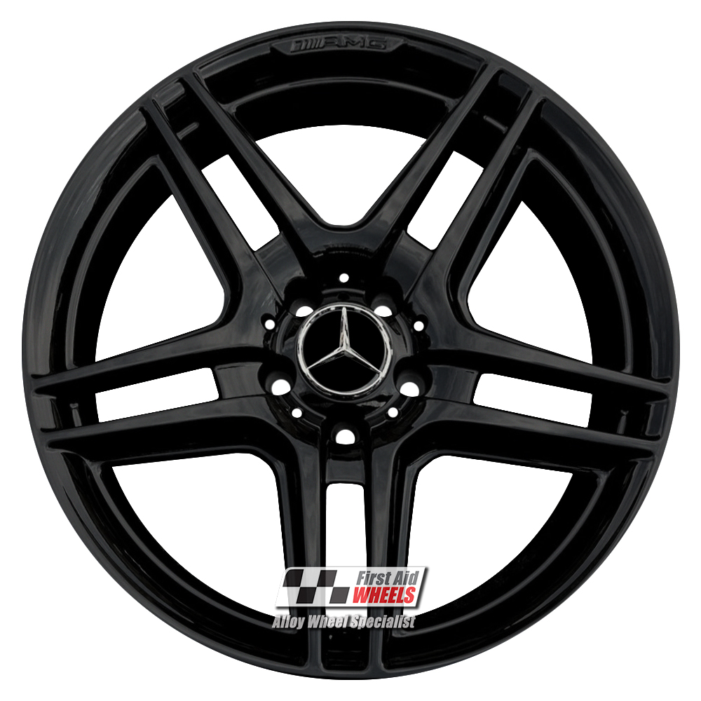[R121GB] R121GB EXCHANGE SERVICE - MERCEDES C CLASS 4x18" GENUINE AMG IV GLOSS BLACK ALLOY WHEELS