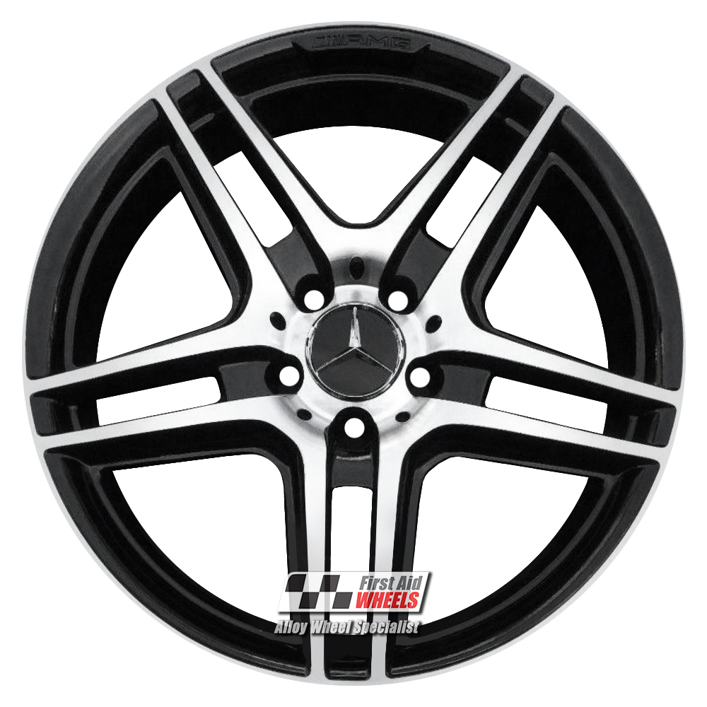 [R121DCB] R121DCB EXCHANGE SERVICE - MERCEDES C CLASS 4x18" GENUINE AMG IV GLOSS BLACK DIAMOND CUT ALLOY WHEELS