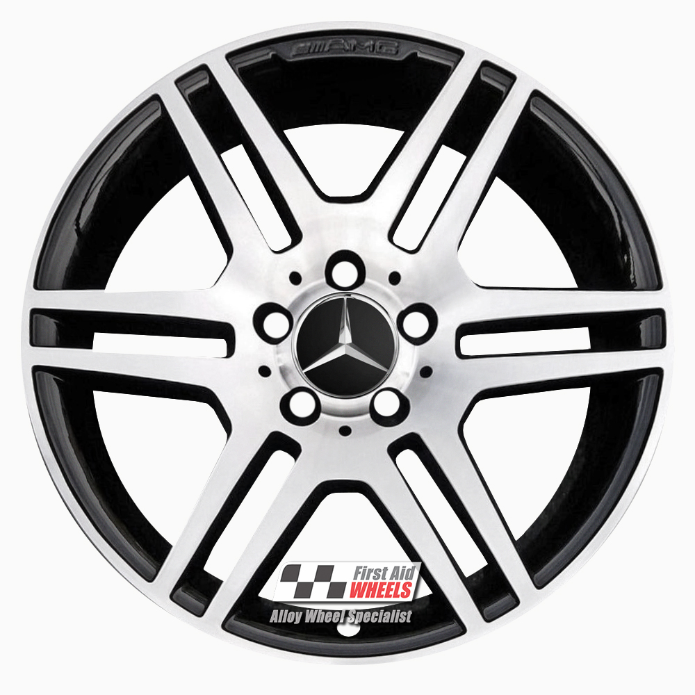 [R139DCB] R139DCB EXCHANGE SERVICE - MERCEDES C-CLASS W204 4x17" AMG GLOSS BLACK DIAMOND CUT ALLOY WHEELS