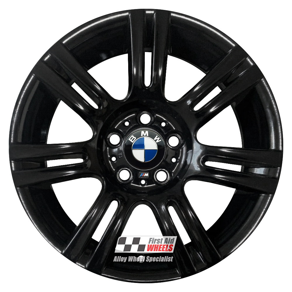 [R140GB] R140GB EXCHANGE SERVICE - BMW 3 SERIES 4x17" GENUINE STYLE 194M GLOSS BLACK ALLOY WHEELS
