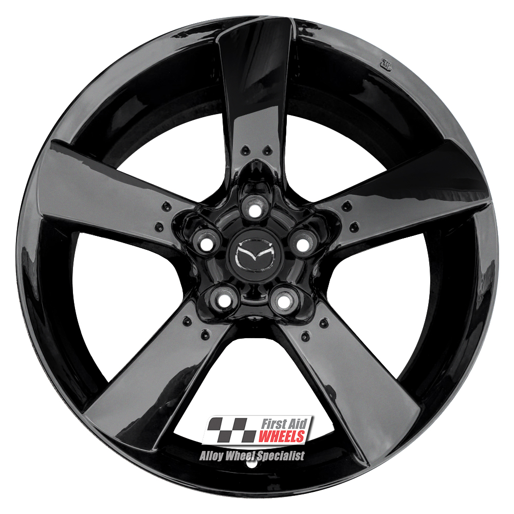 [R142GB] R142GB EXCHANGE SERVICE - MAZDA RX8 4x18" GENUINE 5 SPOKE GLOSS BLACK ALLOY WHEELS