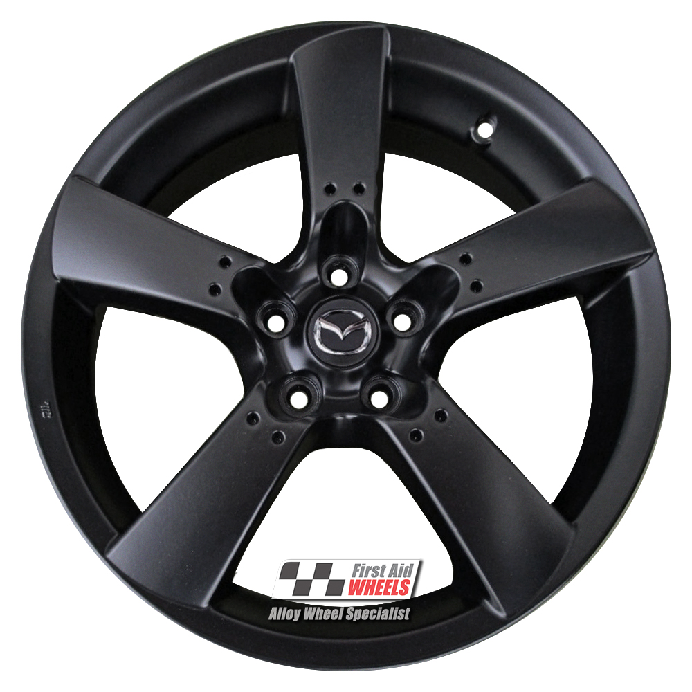 [R142SB] R142SB EXCHANGE SERVICE - MAZDA RX8 4x18" GENUINE 5 SPOKE SATIN BLACK ALLOY WHEELS