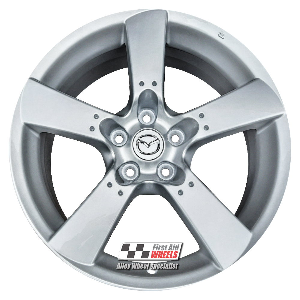 [R142S] R142S EXCHANGE SERVICE - MAZDA RX8 4x18" GENUINE 5 SPOKE SILVER ALLOY WHEELS