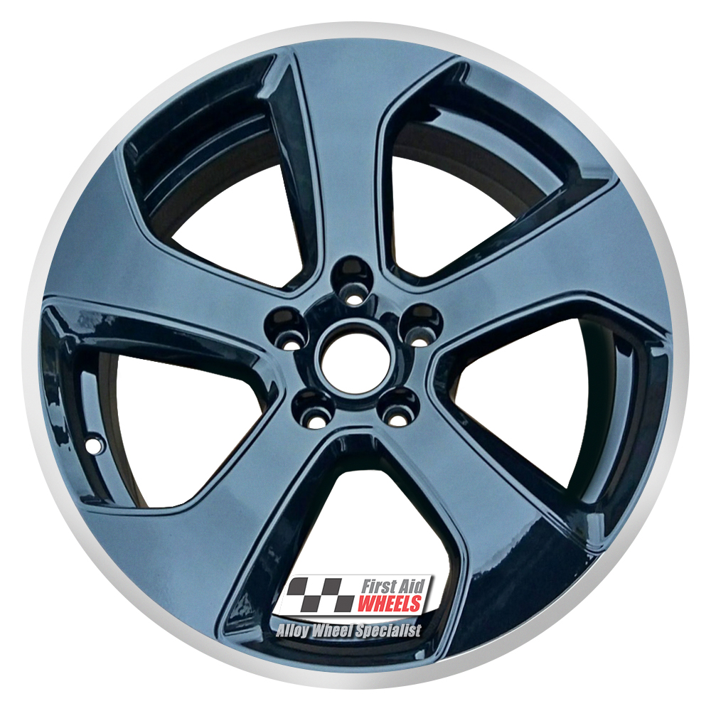 [R147BGD] R147BGD EXCHANGE SERVICE - VW GOLF MK7 GTI 4x18" GENUINE AUSTIN GLOSS BLACK DIAMOND RIM ALLOY WHEELS