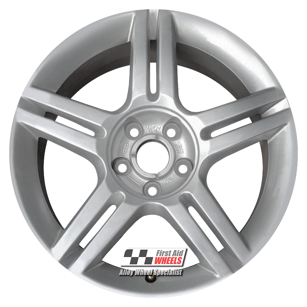 [R186S] R186S EXCHANGE SERVICE - AUDI A4 B6 4x17" GENUINE 5 TWIN SPOKE SILVER ALLOY WHEELS