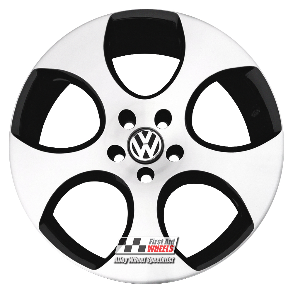 [R210DCB] R210DCB EXCHANGE SERVICE - VW GOLF GTI 4x18" GENUINE MONZA GLOSS BLACK DIAMOND CUT ALLOY WHEELS