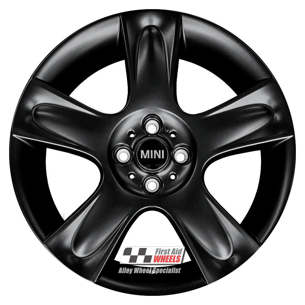 [R211SB] R211SB EXCHANGE SERVICE - MINI COOPER S 4x17" GENUINE R91 BULLET SATIN BLACK ALLOY WHEELS