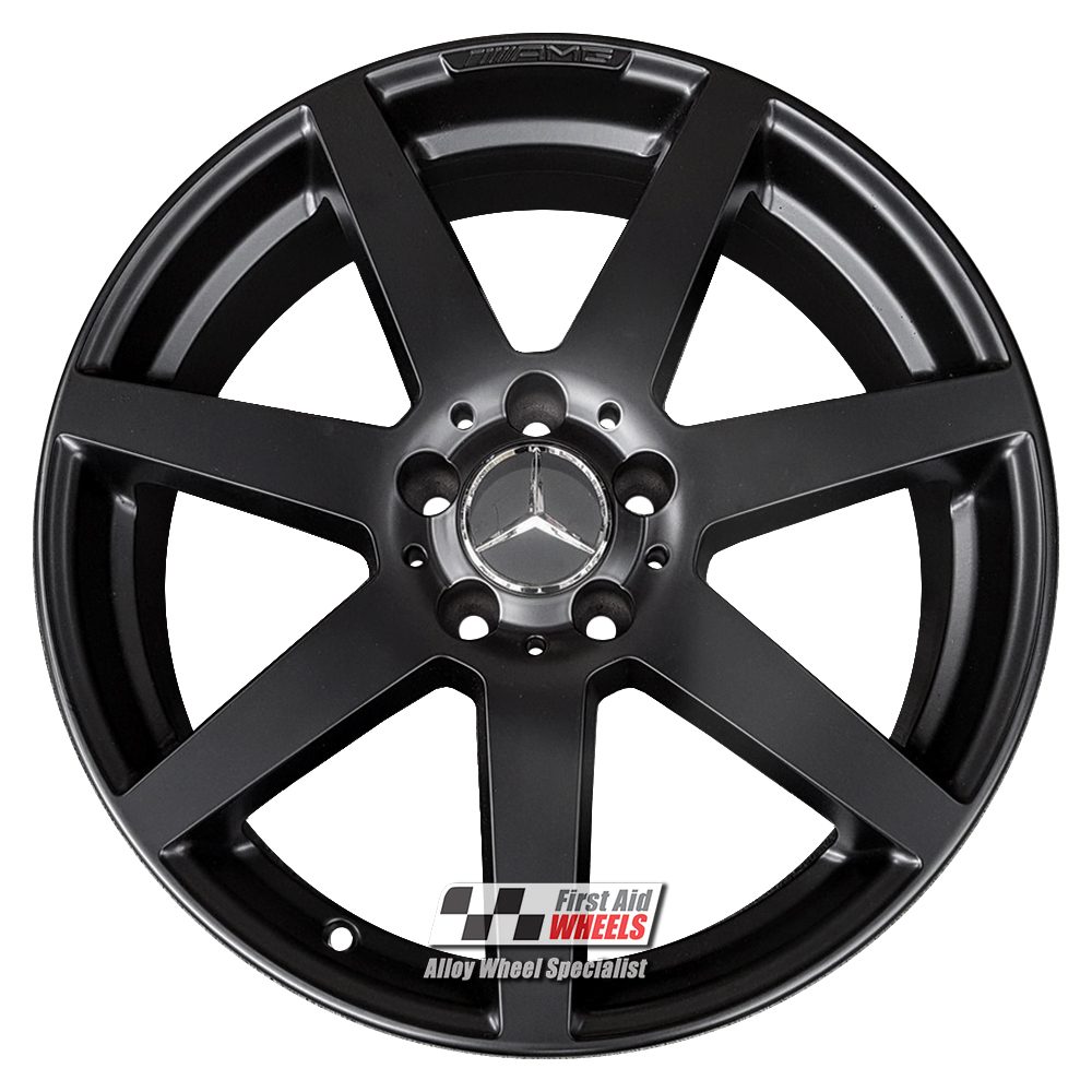 [R244SB] R244SB EXCHANGE SERVICE - MERCEDES C CLASS 4x18" GENUINE AMG 7 SPOKE SATIN BLACK ALLOY WHEELS