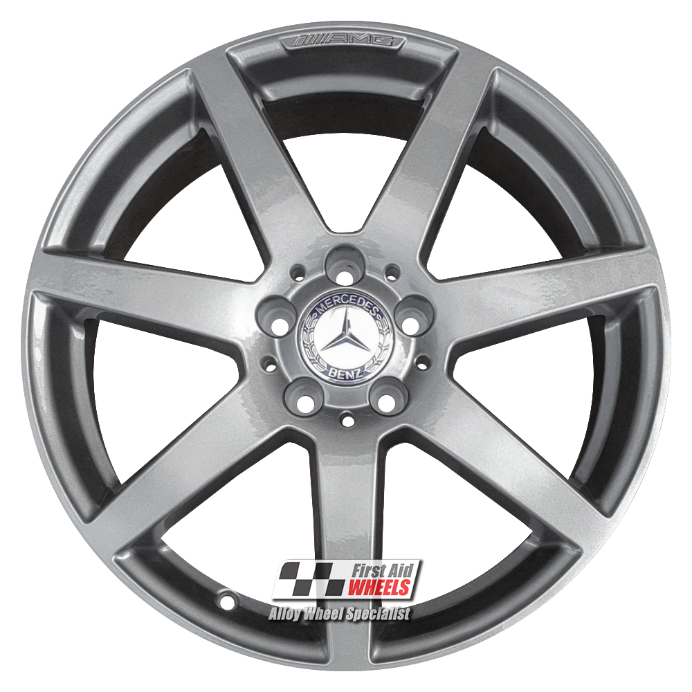 [R244G] R244G EXCHANGE SERVICE - MERCEDES C CLASS 4x18" GENUINE AMG 7 SPOKE GREY ALLOY WHEELS