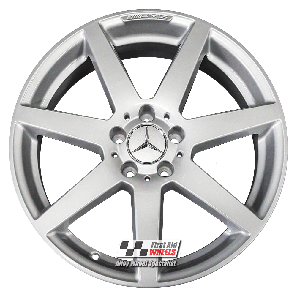 [R244S] R244S EXCHANGE SERVICE - MERCEDES C CLASS 4x18" GENUINE AMG 7 SPOKE SILVER ALLOY WHEELS