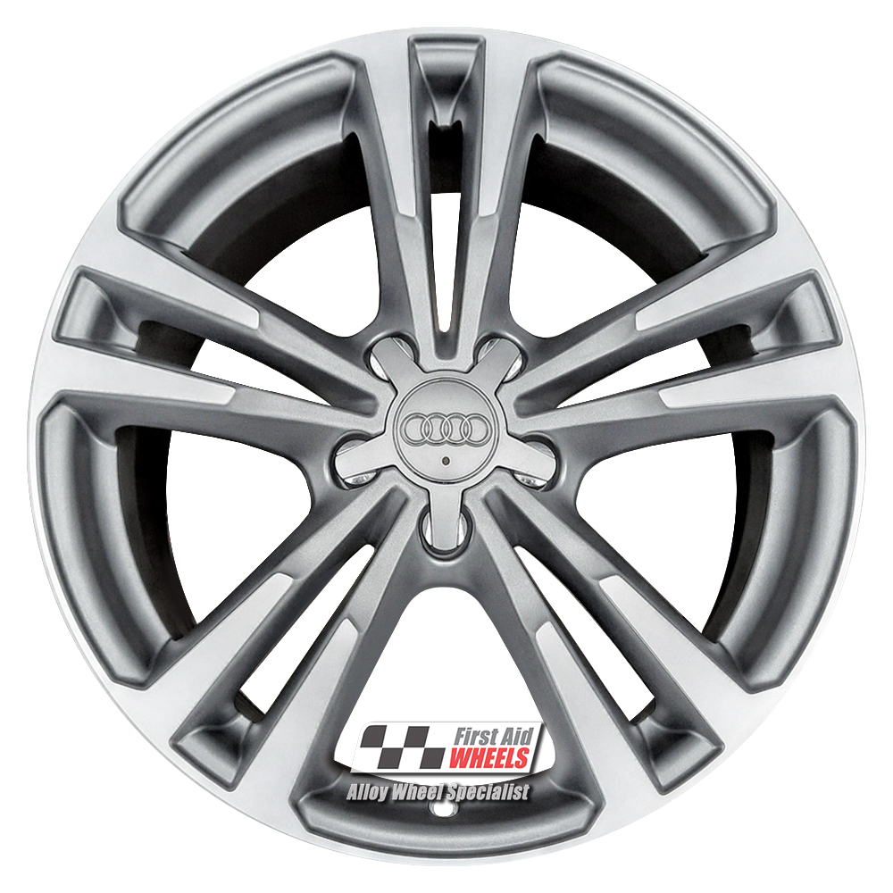 [R245DCG] R245DCG EXCHANGE SERVICE - AUDI A3 8V 4x18" GENUINE 5 V SPOKE GREY DIAMOND CUT ALLOY WHEELS