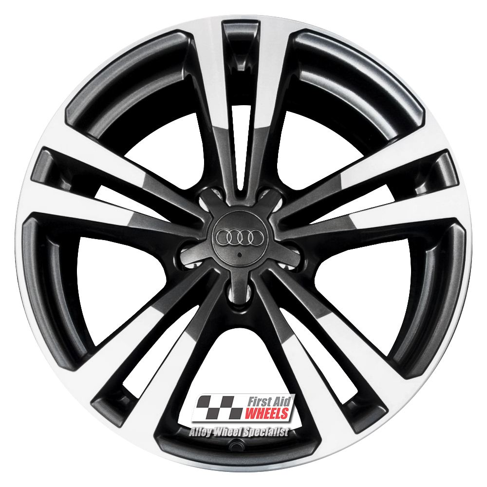 [R245DCDA] R245DCDA EXCHANGE SERVICE - AUDI A3 8V 4x18" GENUINE 5 V SPOKE DARK ANTHRACITE DIAMOND CUT ALLOY WHEELS