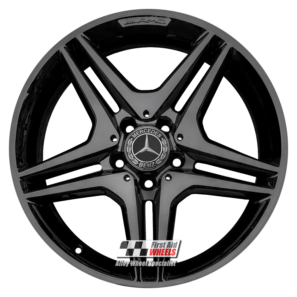 [R270GB] R270GB EXCHANGE SERVICE - MERCEDES A B CLASS CLA 4x18" GENUINE AMG GLOSS BLACK ALLOY WHEELS