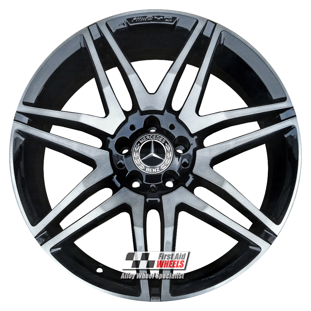 [R287BSL] R287BSL EXCHANGE SERVICE - MERCEDES E CLASS A207 C207 4x19" GENUINE AMG GLOSS BLACK DIAMOND CUT SMOKED LACQUER ALLOY WHEELS