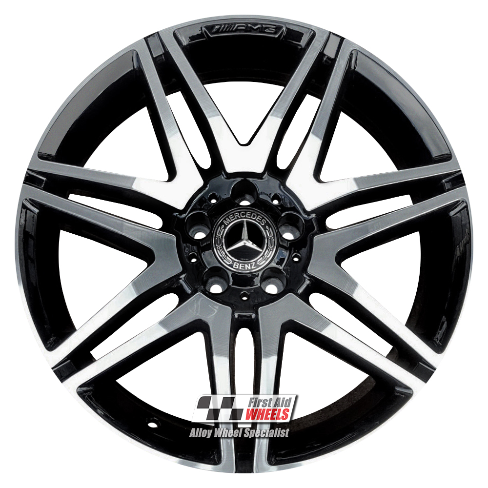 [R287DCB] R287DCB EXCHANGE SERVICE - MERCEDES E CLASS A207 C207 4x19" GENUINE AMG GLOSS BLACK DIAMOND CUT ALLOY WHEELS