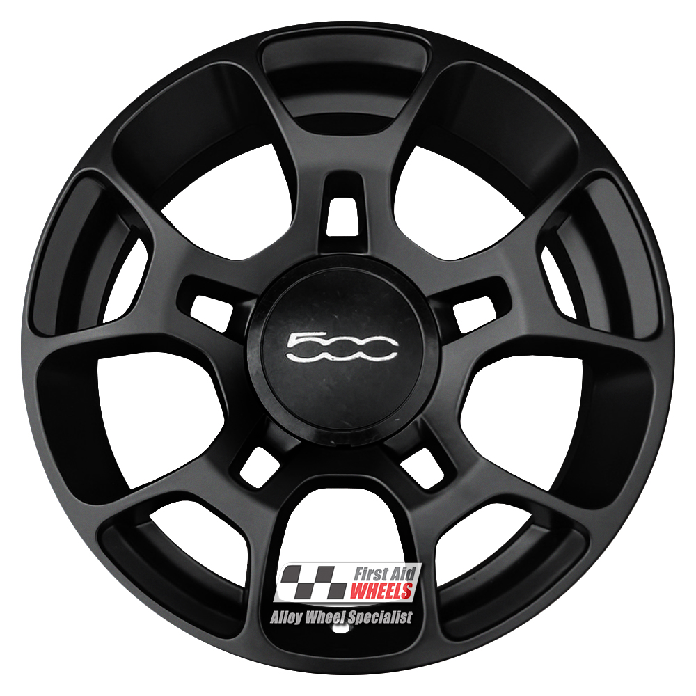 [R292SB] R292SB EXCHANGE SERVICE - FIAT 500 4x16'' GENUINE SATIN BLACK ALLOY WHEELS
