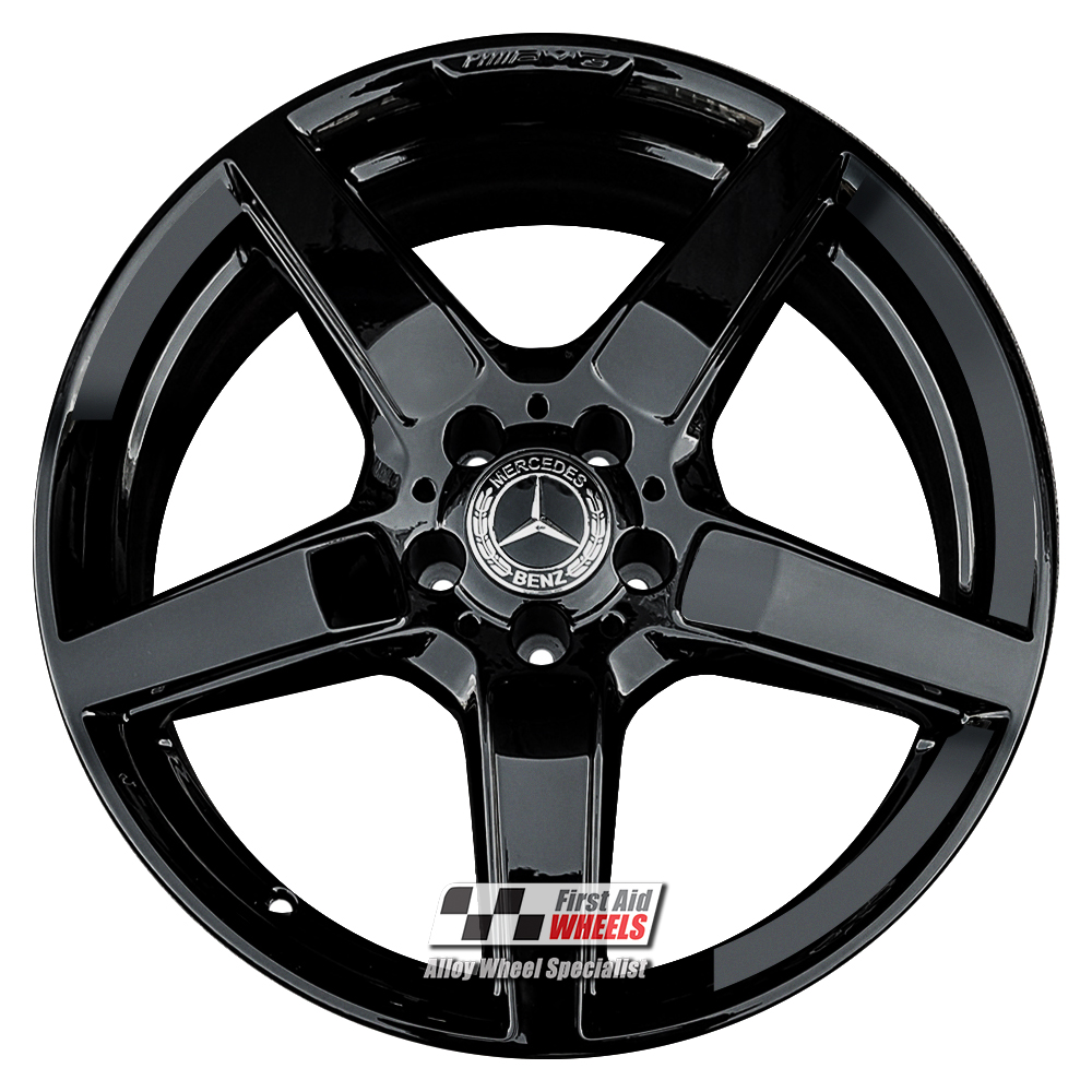 [R316GB] R316GB EXCHANGE SERVICE - MERCEDES CLS C218 4x19" AMG 5 SPOKE GLOSS BLACK ALLOY WHEELS