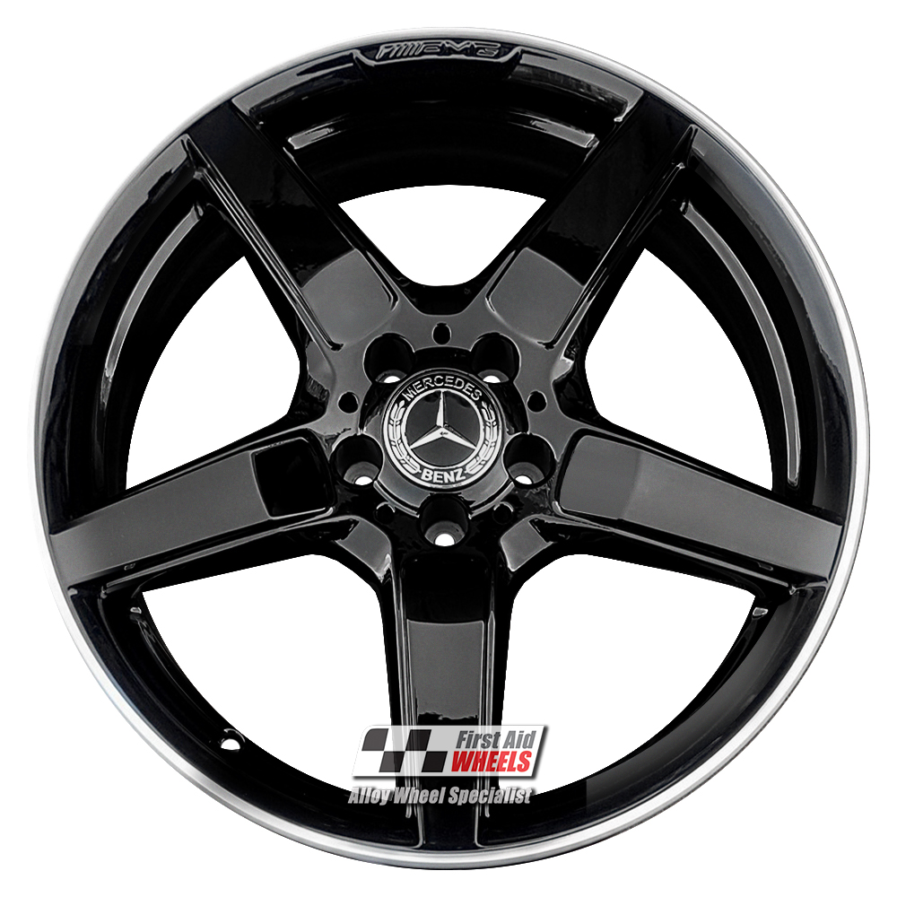 [R316BGD] R316BGD EXCHANGE SERVICE - MERCEDES CLS C218 4x19" AMG 5 SPOKE GLOSS BLACK DIAMOND RIM ALLOY WHEELS
