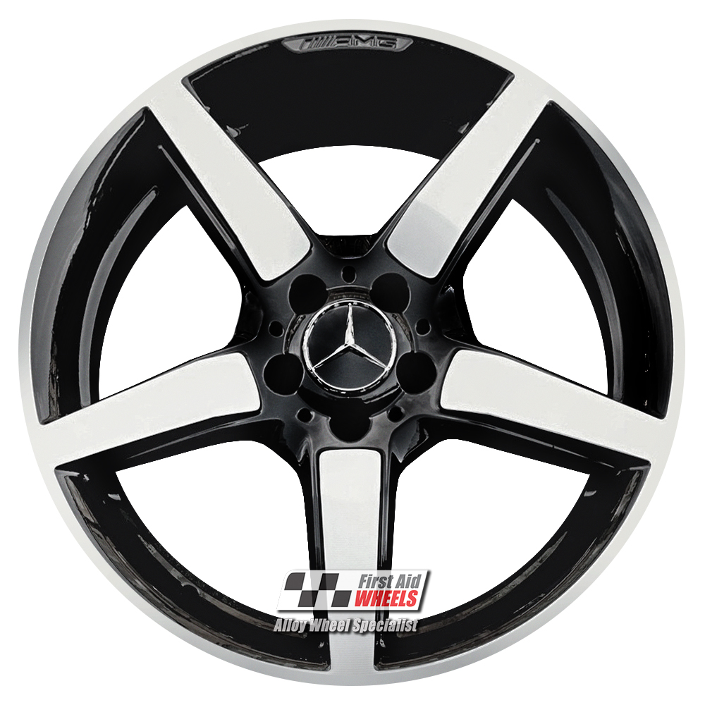 [R316DCB] R316DCB EXCHANGE SERVICE - MERCEDES CLS C218 4x19" AMG 5 SPOKE GLOSS BLACK DIAMOND CUT ALLOY WHEELS