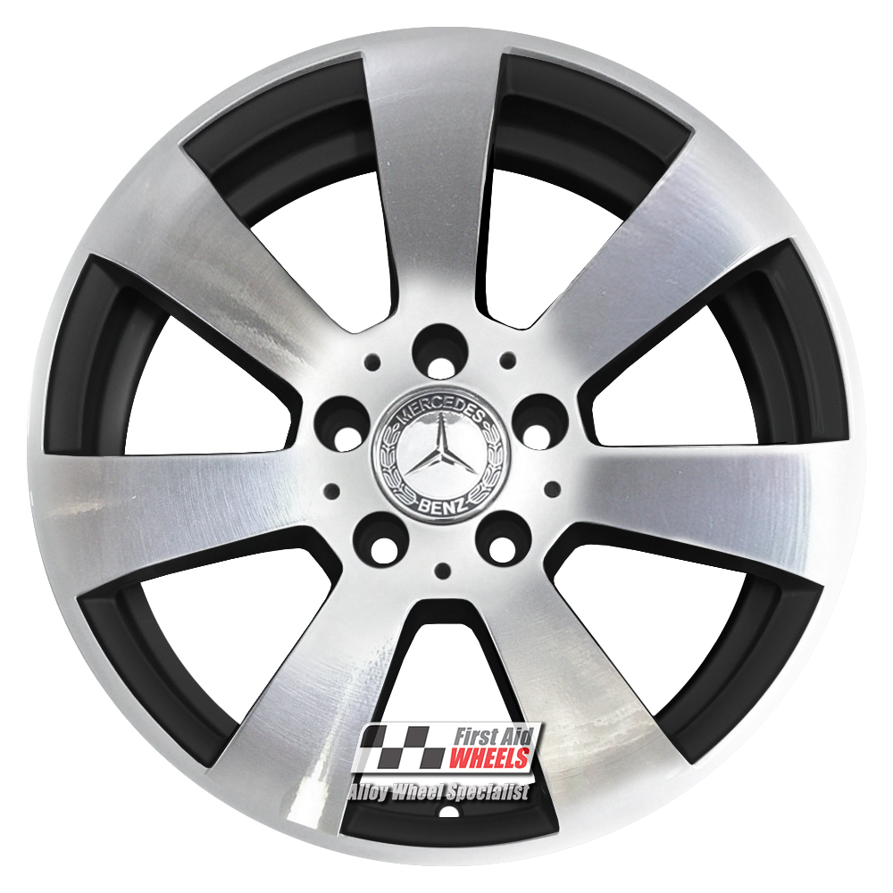 [R334DCB] R334DCB EXCHANGE SERVICE - MERCEDES C CLASS 4x16" GENUINE GLOSS BLACK DIAMOND CUT ALLOY WHEELS