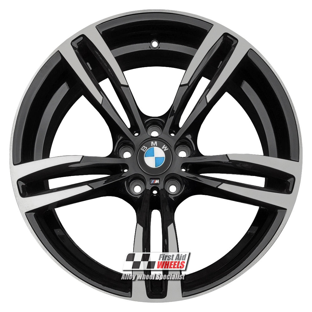 [R348DSL] R348DSL EXCHANGE SERVICE - BMW M2 M3 M4 4x19" GENUINE STYLE 437M GLOSS BLACK DIAMOND CUT SMOKED LACQUER ALLOY WHEELS