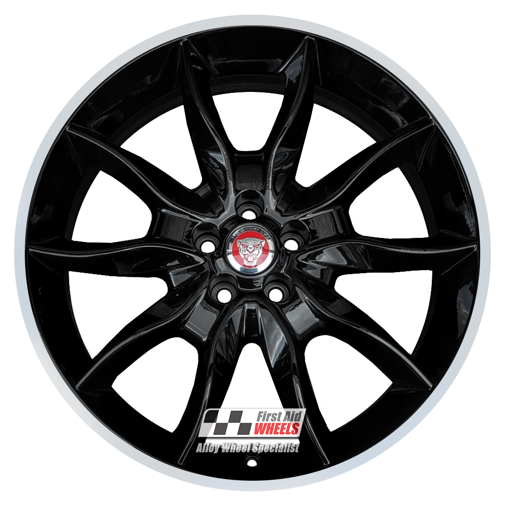 [R351DCB] R351DCB EXCHANGE SERVICE - JAGUAR XF 4x20" GENUINE DRACO GLOSS BLACK DIAMOND CUT ALLOY WHEELS