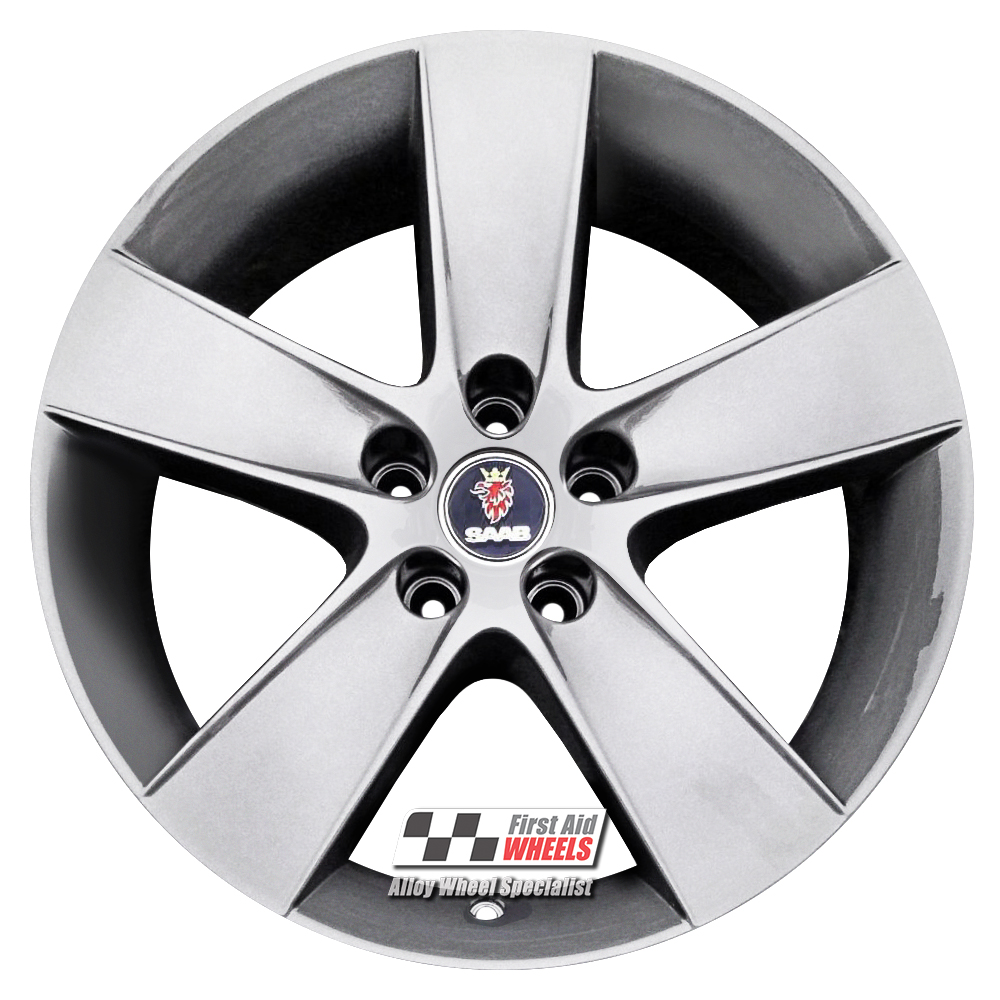 [R388A] R388A EXCHANGE SERVICE - SAAB 93 9-3 4x17" GENUINE ALU59 5 SPOKE ANTHRACITE ALLOY WHEELS