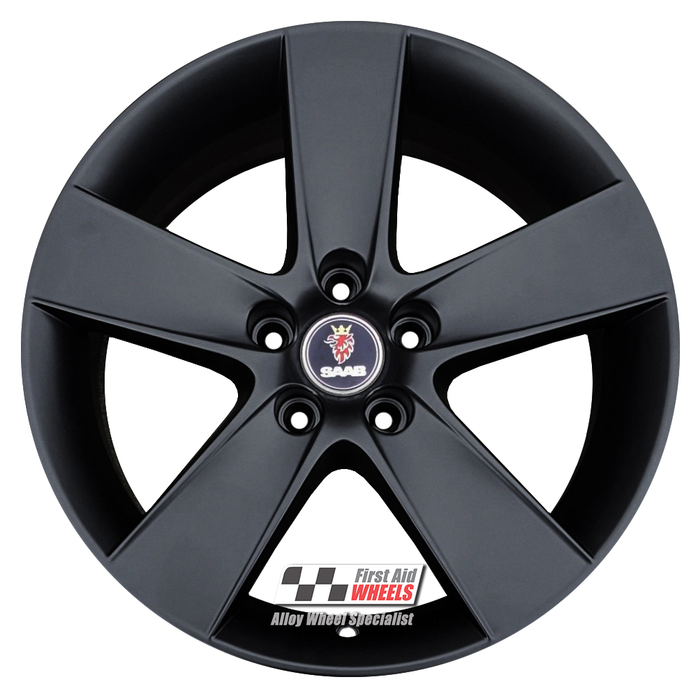 [R388SB] R388SB EXCHANGE SERVICE - SAAB 93 9-3 4x17" GENUINE ALU59 5 SPOKE SATIN BLACK ALLOY WHEELS